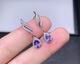 Weici S925 silver inlaid tanzanite earrings, earrings, main size 4*5mm, small, fresh and simple, supports identification