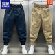 罗蒙（ROMON）工装男裤2025秋季新款纯色百搭韩版宽松九分裤男哈伦裤网红束脚裤 卡其色 M