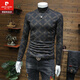 Pierre Cardin (Pierre Cardin) European station men's bottoming shirt half turtleneck top trendy brand autumn and winter clothing new Korean version slim fit inner long-sleeved T-shirt black recommended 155-170Jin Jin equals 0.5 kg 2XL