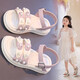 Girls Sandals 2025 New Spring and Autumn Children's Student Pearl Casual Girls Summer Soft Soled Sandals Black 34 Inner Length 21cm