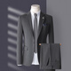 Bird-like suit suit for men, three-piece Korean style slim business casual suit for groom and wedding, medium gray, top + pants + vest, free lining L