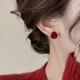 Retro disc burgundy earrings for women niche high-end New Year earrings 2024 new hot style earrings burgundy geometric earrings one pair