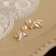 DAISY DREAM925 Silver Needle Freshwater Pearl Fishtail Earrings Women's Light Luxury High-End Unique Earrings 2025 New Popular Earrings White Freshwater Pearl Fishtail Earrings