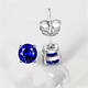 Pop sapphire earrings 925 sterling silver plated with 18K gold inlaid with Tanzanite sapphire round earrings that are versatile in Japan and Korea