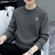 KULUOGE high-end brand sweatshirt men's trendy brand ins round neck bottoming shirt 2025 spring, autumn and winter new loose casual long-sleeved T-shirt white regular L (131-149Jin Jin equals 0.5 kg)