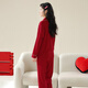 LangSha Wedding Pajamas Couple Outfits One Man and One Woman Pure Cotton Red Spring and Autumn Cotton Festive High-Level Home Clothing Set 3307 Love Launch M Female + 2XL Male