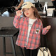 Tutu Elephant Girls' Shirt 2026 Spring New Baby Retro Plaid Shirt Children's Brushed Jacket Pink 140