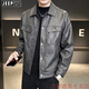 JEEP SPIRIT American retro pu leather jacket men's spring and autumn style multi-pocket motorcycle short style trendy handsome leather jacket coffee color M