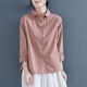 Doll collar pure cotton shirt for women in spring and autumn loose and versatile layered shirt college retro top J829 light green S (85-100Jin [Jin equals 0.5 kg])