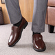 Yierkang Zapatos de cuero y transpirable Negocio Formal Wear Masal Outumn Soft Sole No Slip Middle-Eding y ancianos zapatos de papá Light Brown 9922 más Velvet Style 42 26