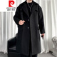 皮尔卡丹（pierre cardin）军绿色成熟稳重男装感风衣男中长款冬季苏联军呢大衣外套 黑色 M