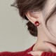 Retro disc burgundy earrings for women niche high-end New Year earrings 2024 new hot style earrings burgundy geometric earrings one pair