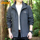 Jeep (JEEP) jacket men's autumn and winter casual hooded jacket men's trendy loose assault clothing men's gray 2XL