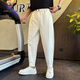 Aemape Casual Hosen Herren weiß lose Harem Hosen Herren trendig vielseitig lässige Casual Wide-Bein Hosen Frühling und Sommer Trendy Marke Karottenhose Weiß M.