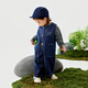 Mini Balabala Overalls Suit Long Sleeve Boys and Girls Trendy Versatile Style Cute 2025 Autumn New Denim Dark Blue 88301 100