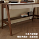 Quanyou Home New Chinese Style Small Apartment Living Room Modern Simple Solid Wood Legs Desk Bedroom Office Desk Computer Table with Storage Manufacturer Straight Hair Walnut Color 1.4m Desk with Plug Inlet + Solid Wood Table Legs + Large Double Drawers on the Upper Floor
