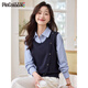 PinCai long-sleeved shirt women's striped contrast stitching sweater temperament retro fake two-piece long-sleeved shirt P51S019