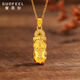 Safir 18K gold bitten gold Pixiu pendant for women, gold-set stone pendant for girlfriend’s birthday gift single pendant