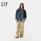 GAP Men's and Women's 2025 Spring New Pure Cotton Washed Denim Jacket Loose Basic Jacket 723088 Medium Wash M (170/92A) Asian Size
