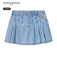 Teenie Weenie Kids Bear Children's Clothes Summer Girls' Pleated Denim Skirts Blue 120 cm