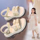 Girls Sandals 2025 New Spring and Autumn Children's Student Pearl Casual Girls Summer Soft Soled Sandals Black 34 Inner Length 21cm