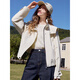 Baitu betu women's clothing 2025 spring new short jacket fashionable outdoor casual hooded windbreaker jacket women 2501T41 beige M
