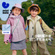 Mini Bala windproof hooded jacket for boys and girls, autumn new waterproof soft jacket, small soft leather, water-repellent and stain-resistant, birch camel 120