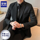 ROMON Suit Men's Slim Fit Black Casual Business Formal Wear Professional Korean Youth Plus Size Groomsmen Single Piece Suit Men Black Suit (Single Piece) XL (Suitable for 130-145 Jin Jin equals 0.5 kg)