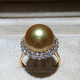 DL 1998 Fat Donglai same model South Sea gold pearl ring bead gold diamond perfect round flawless strong light sea water South Sea gold beads 14-14mm