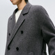 Mai Meng MM Mai Meng men's 24 winter new loose mid-length double-breasted coat woolen coat 9FC170081 Gray S
