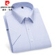 Pierre Cardin Corme à manches courtes Men's Summer Business Casual Stripe Casual Striped Shirt Papa d'âge moyen avec une chemise blanche de poche DX6626 42