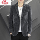 An Chuxia Spring and Autumn Men's Suit Jacket Korean Style Slim Corduroy Suit Men's Trendy Handsome Casual Single Suit Top Gray XL