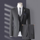 Bird-like suit suit for men, three-piece Korean style slim business casual suit for groom and wedding, medium gray, top + pants + vest, free lining L