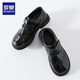 Romon boys' leather shoes black soft sole British style student performance shoes children's performance big children's suit shoes black 38