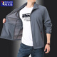Woodpecker sun protection clothing men's summer thin stand-up collar jacket outdoor ice silk breathable casual fishing clothing men's top dark gray XL