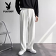 Playboy (PLAYBOY) white trousers for men in spring and autumn, handsome, loose, high street, wide-legged, drapey, casual straight suit trousers, white style 34