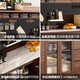 Four-bedroom house solid wood sideboard against the wall integrated storage cabinet simple coffee cabinet cabinet living room wine cabinet multi-functional tea cabinet walnut color length 80*width 40*height 153cm