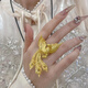 Baishi Qichang Gold Ring Phoenix Women's Pure Gold 999 Wedding Ring Gift Proposal Marriage Gift Girlfriend Birthday Gift Phoenix Dances for Nine Days Phoenix Ring About 5g 5D Version Remarks Circle Number