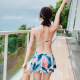 Jieshu Qizi swimsuit women's conservative split three-piece set push-up belly-covering boxer briefs skirt-style blouse Korean version sexy hot spring swimsuit light skin XL (108-120Jin [Jin equals 0.5 kg])