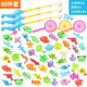 ZNMW children's fishing and water toys magnetic fish children 1 one 2 two 3 three 6 and a half years old baby early education girl boy 60-piece set fishing 54 fish 3 rods 3 net fishing without pool