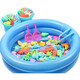 ZNMW children's fishing and water toys magnetic fish children 1 one 2 two 3 three 6 and a half years old baby early education girl boy double-layer round pool 50-piece set 44 fish + 2 rods 2 fishing 1 gas