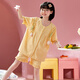 Mannido 2025 Pyjama pour enfants d'été Pure coton mince fille courte caricature à manches moyennes de taille moyenne fille princesse collier vêtements à la maison b4877 violet [double court] 150 s Code suggère 145-155 cm