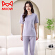 
Catman (MiiOW) pajamas for women for summer thin 2025 new pure cotton short-sleeved trousers home clothing set summer cotton can be worn outside 7374 bean green M 80-100Jin [Jin equals 0.5 kg]
