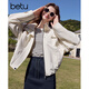 Baitu betu women's clothing 2025 spring new short jacket fashionable outdoor casual hooded windbreaker jacket women 2501T41 beige M
