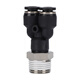 EXSN pneumatic quick connector PX-Y type external thread tee quick plug external screw thread docking air nozzle black and white plastic tracheal joint black PX12-04