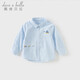DAVE&BELLA cotton children's striped shirt spring new baby boy long-sleeved shirt children's top boy spring clothes blue and white stripes in stock 100 cm (recommended height 90-100cm)