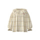 Papa crawling spring children's shirt girls ruffle collar plaid long-sleeved top sweet and cute beige 100 cm