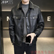 JEEP SPIRIT American retro pu leather jacket men's spring and autumn style multi-pocket motorcycle short style trendy handsome leather jacket coffee color M