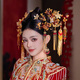 Shilian Bridal Headdress Gold Red Flower Handmade Dragonfly Phoenix Tassel Hairpin Chinese Ancient Costume Xiuhe Wedding Hair Accessory Headwear Set G0168