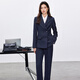 Shandubila Anti-wrinkle Professional Suit Suit Women's Spring and Autumn Formal Small Suit Jacket Wide-Leg Pants Two-piece Set Navy Blue XL